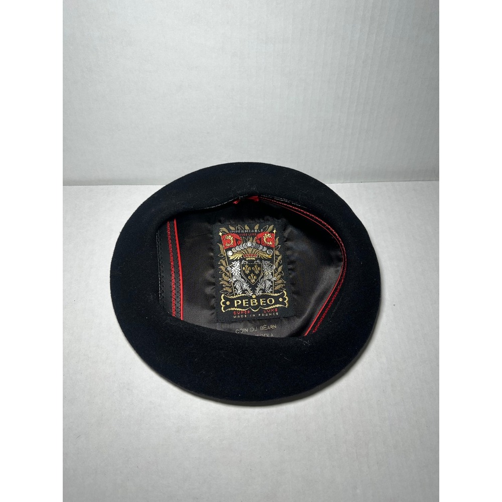 Pebeo Super Luxe Black Wool Beret Hat Made in France Coin Du Bearn Impermeable